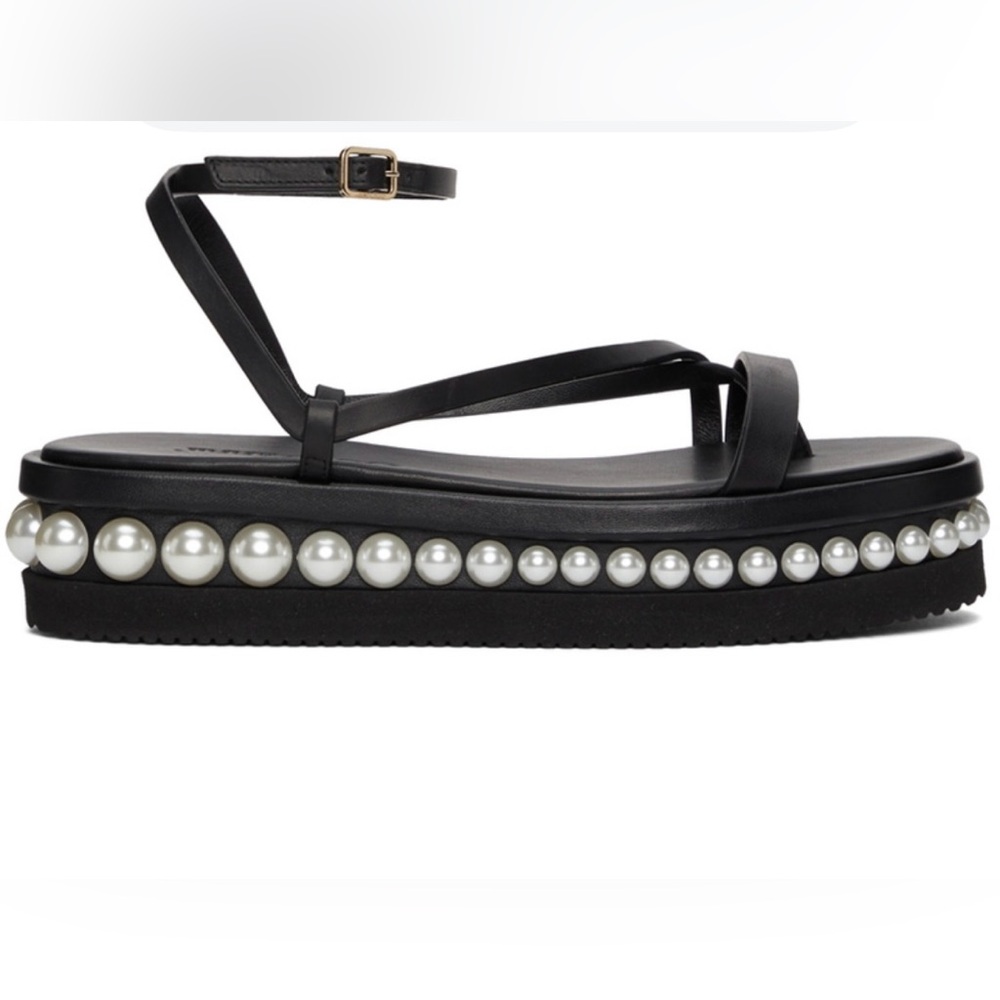 Jimmy Choo Pine Black Sandals with Pearls